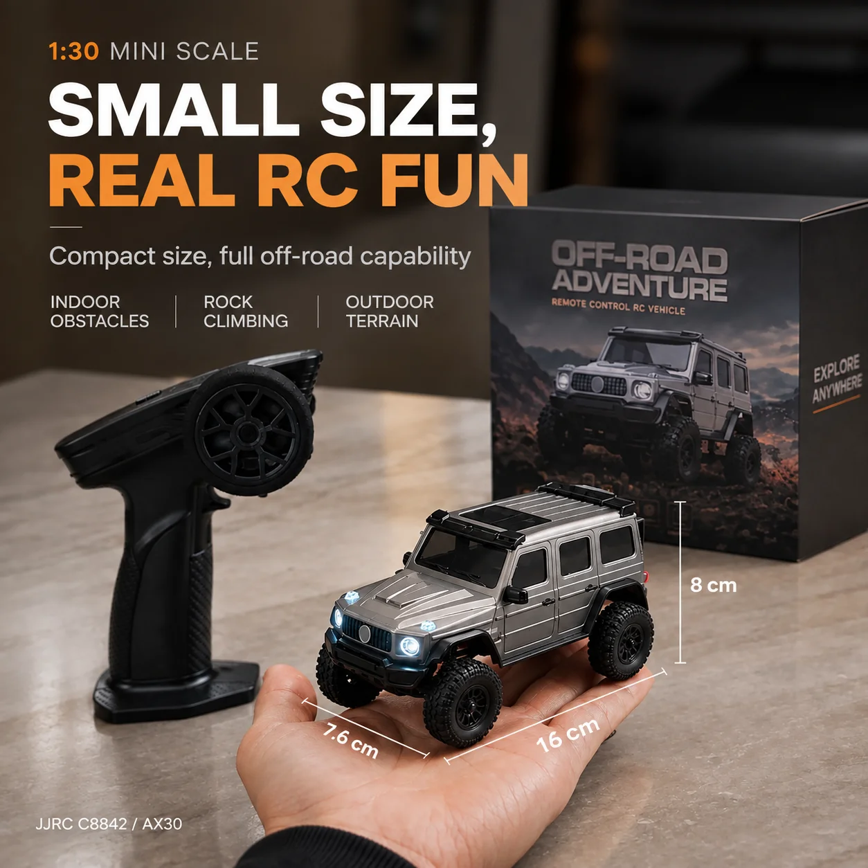 AX30 C8842 1/30 RC Rock Crawler 4WD RTR Mini Off Road Climbing Truck Full Proportional Remote Control Car LED Light