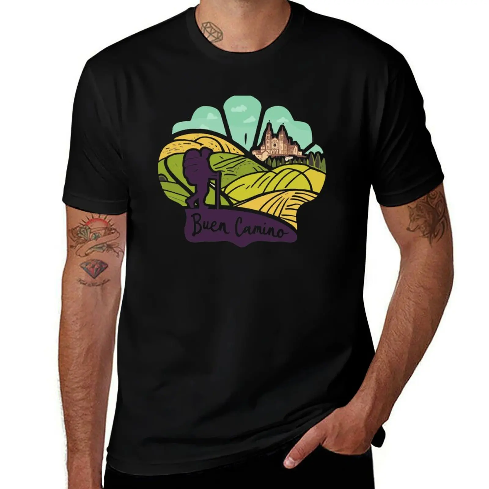 

Camino de Santiago - Buen Camino - Shirt, Hat, Button, Pin, Sticker, etc T-Shirt Minimalist Casual Short Sleeve Top