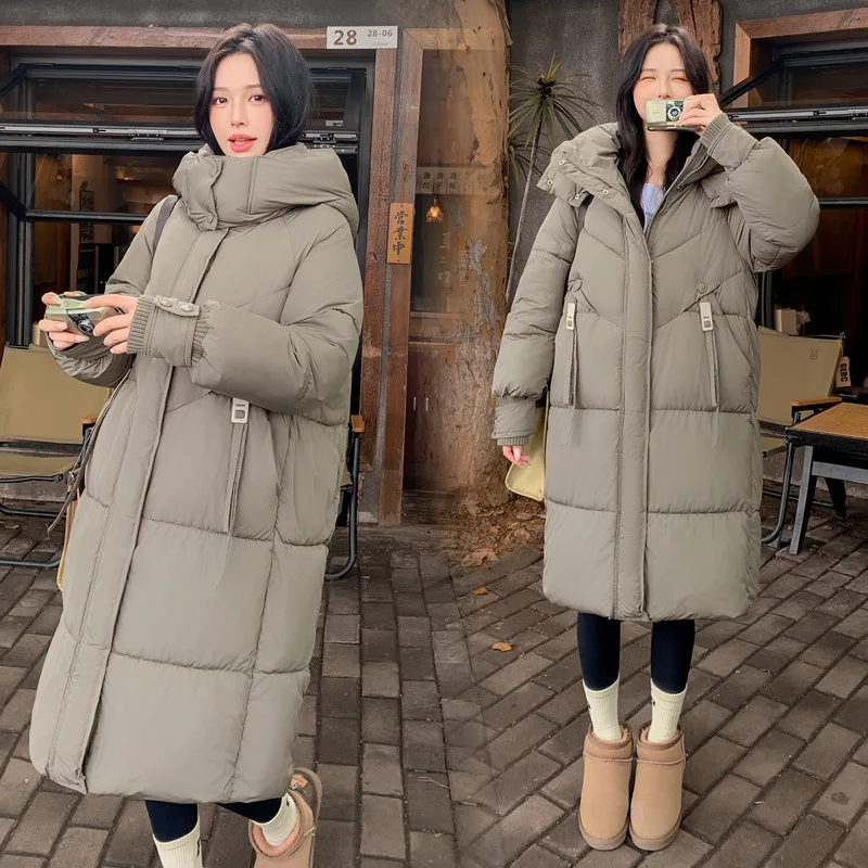 Mid Length Coats Parkas Women Hooded Zipper Jackets Stand Collar Coat Thick Warm Work Y2k Streetwear Jacket Autumn Winter