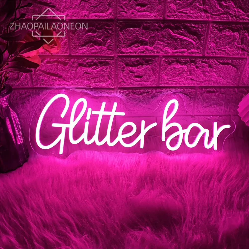 Imagem -01 - Glitter Bar Neon Led Sinal Night Club Bar Festa Sala Decoração da Parede Led Luzes de Néon Decoração do Quarto Flash Bar Clube Salão de Beleza Sinal de Néon glitter bar neon led sinal night club bar festa sala decoracao da parede led luzes de neon decoracao do quarto flash bar clube salao de beleza sinal de neon 01