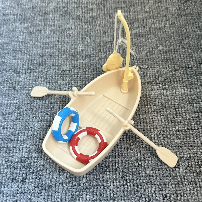 1set Mini Boat Float Fishing Boat Model Aquarium Landscape Miniature Desktop Ornament Decorative Craft Home Decor