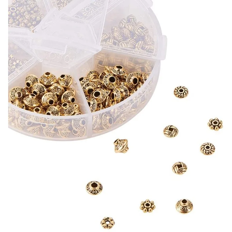 1Box Tibetan Style Spacer Beads Antique Golden 10.3x1.7cm 300pcs/box