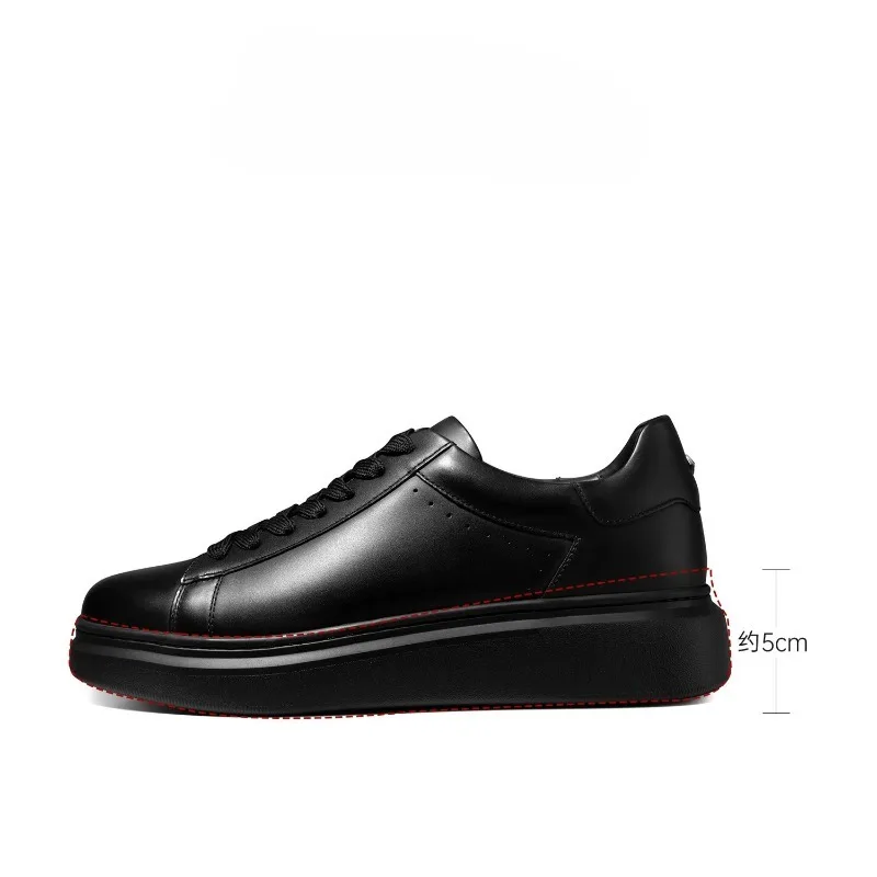 Luxury Designer Cow Leather Shoes Men's Genuine Leather Black Thick Sole Commuting Casual Business Cowhide Derby Male Shoes