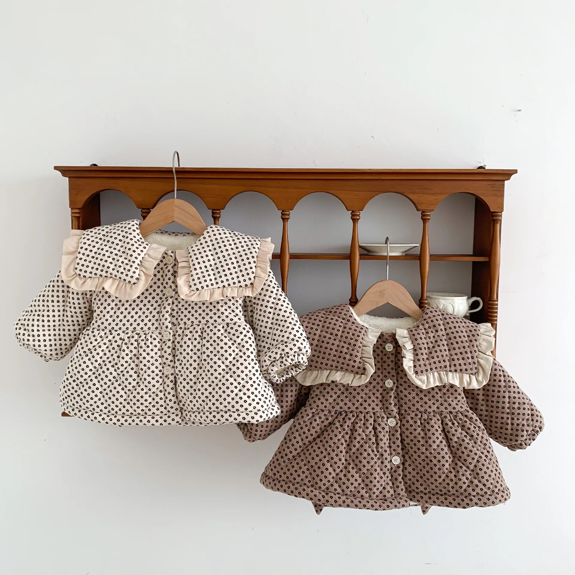 Jacket Parkas Down Jackets Children Clothing Girls Winter New Korean Version Floral Cotton Baby Collar Kids Thickened Warm