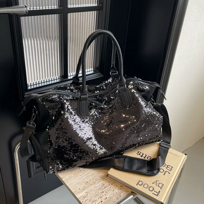 Super Cool Sparkling Sequins PU Travel Bags High Quality Large Capacity Shoulder and Crossbody Bags for Women 2026 Fashion New