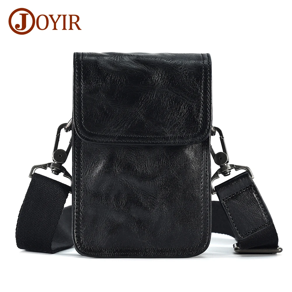 JOYIR Genuine Leather Small Messenger Flap Bag Male Waist Pack Phone Pouch Bags Casual Waist Bag Shoulder Fanny Crossboby Bags