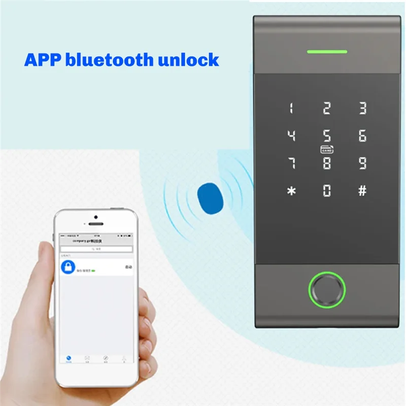 N75R-IP65 Rainproof Access Controller Reader Ttlock APP Remote Control Metal Support Fingerprint Card Password App
