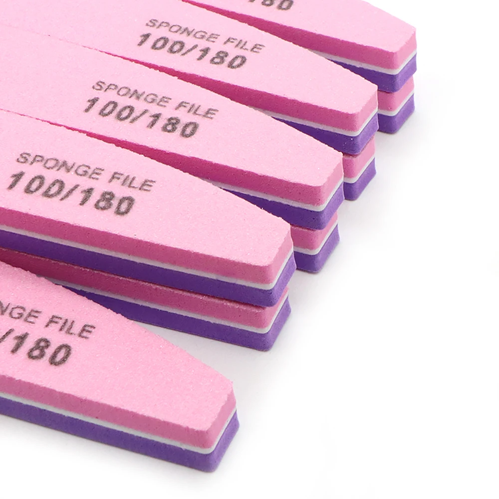 5Pcs Double Sided Nail Files For Manicure Pedicure Boat Shape Sponge File 100 180 Grit Nail Stylist Supplies Trim Sanding Nails