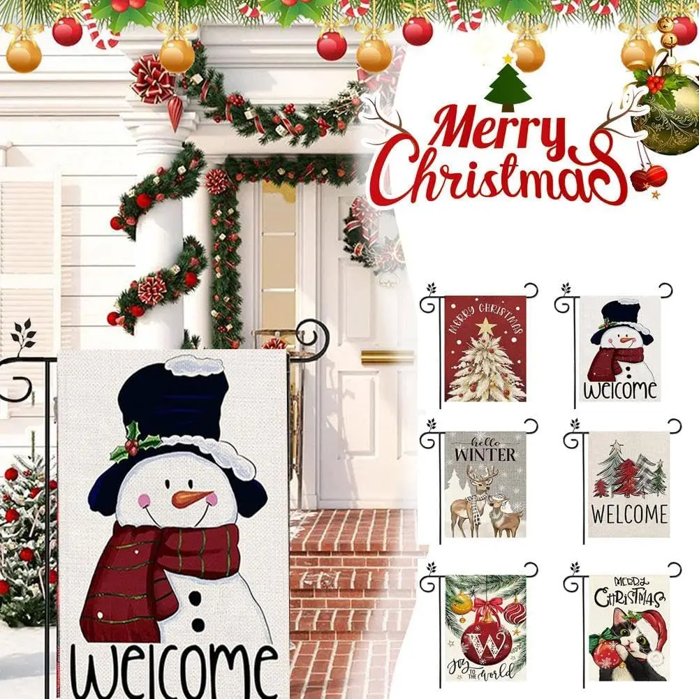 Christmas Garden Flag,12x18 Inch Double Sided Merry Christmas Garden Garland Flag,Funny Garden Flags Outdoor Welcome Signs Y zzo