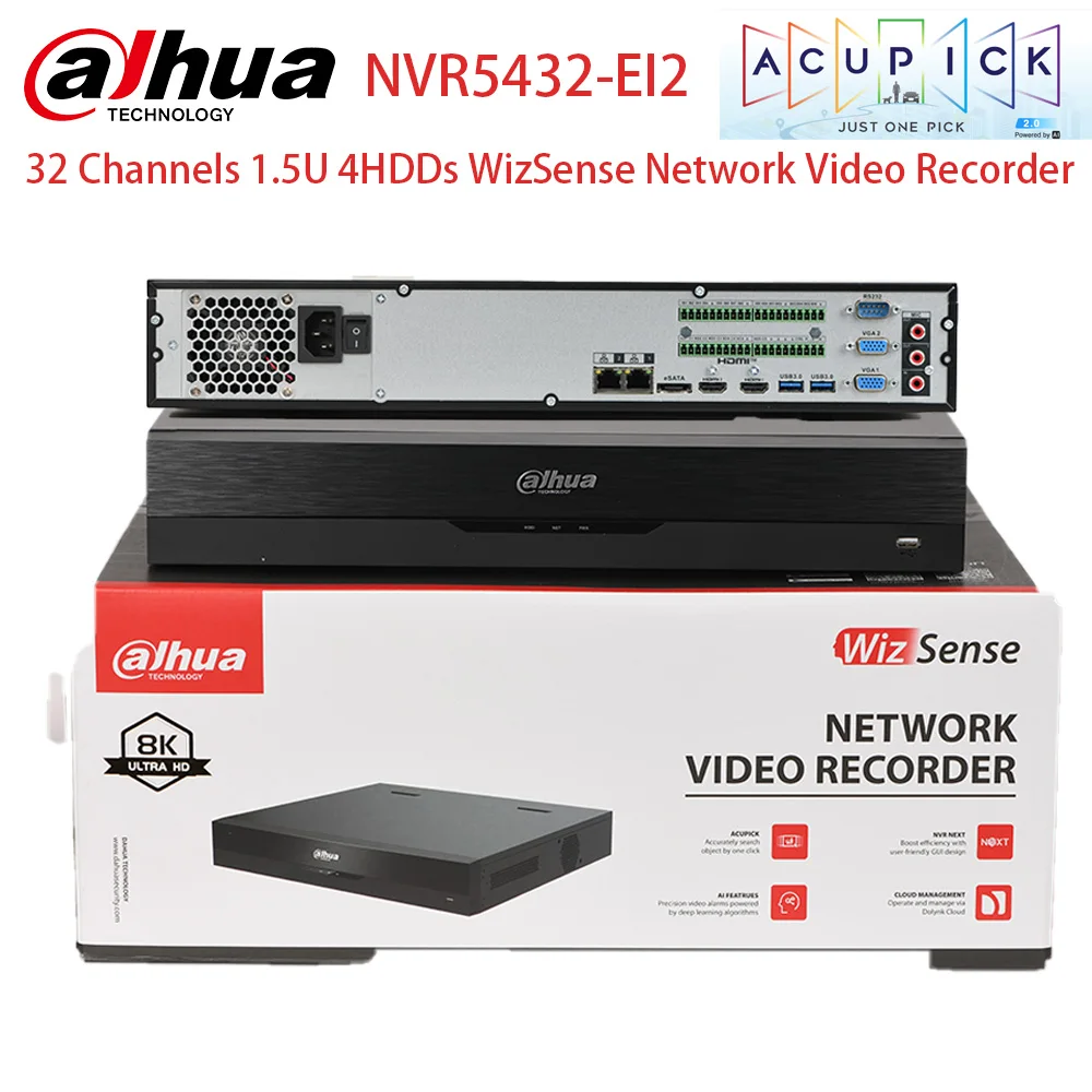 

Dahua NVR5432-EI2 32-канальный AI NVR 1.5U, 4 HDD, WizSense, сетевой видеорегистратор высокого класса, 448 Мбит/с, для проектов, AcuPick