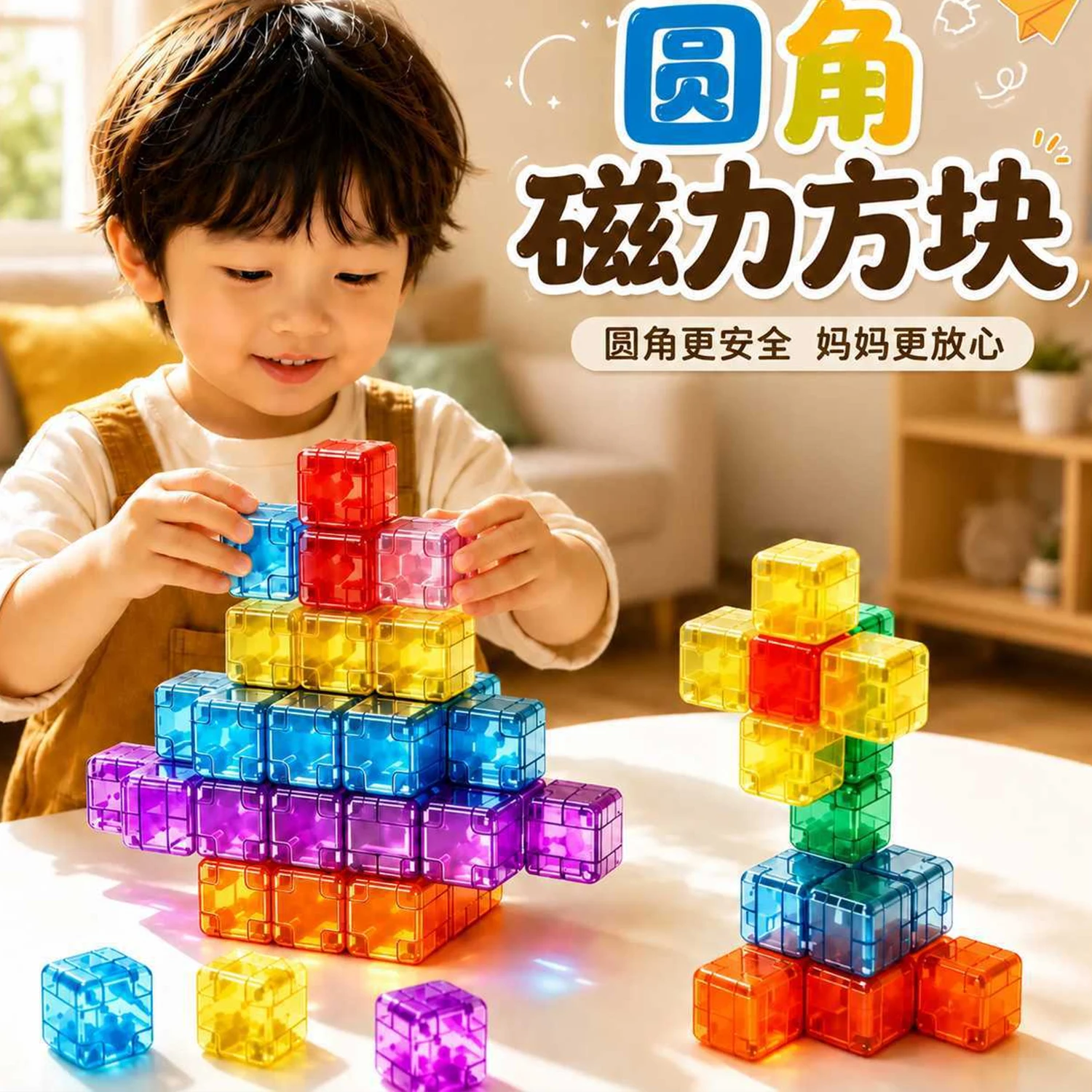DIY Magnetic Building Blocks Transparent Square Toy Colorful Cubes Toy Construction Toy Assembly Toy for Children DIY Toys Gift - view 5