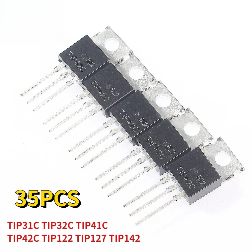 35-teiliges TO-220-Transistoren-Set TIP31C TIP32C TIP41C TIP42C TIP122 TIP127 TIP142 PNP NPN Elektronische Komponenten-Set