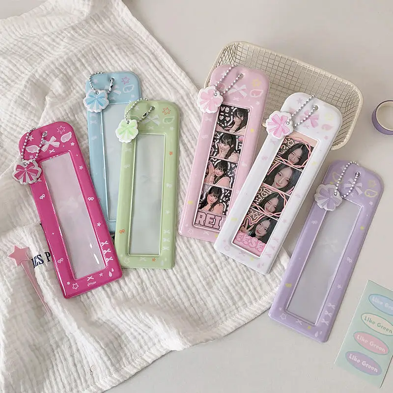 Girls Transparent Photo Card Holder Student Cartoon Star Design Long Style Photo Booth Strip Display Sleeves