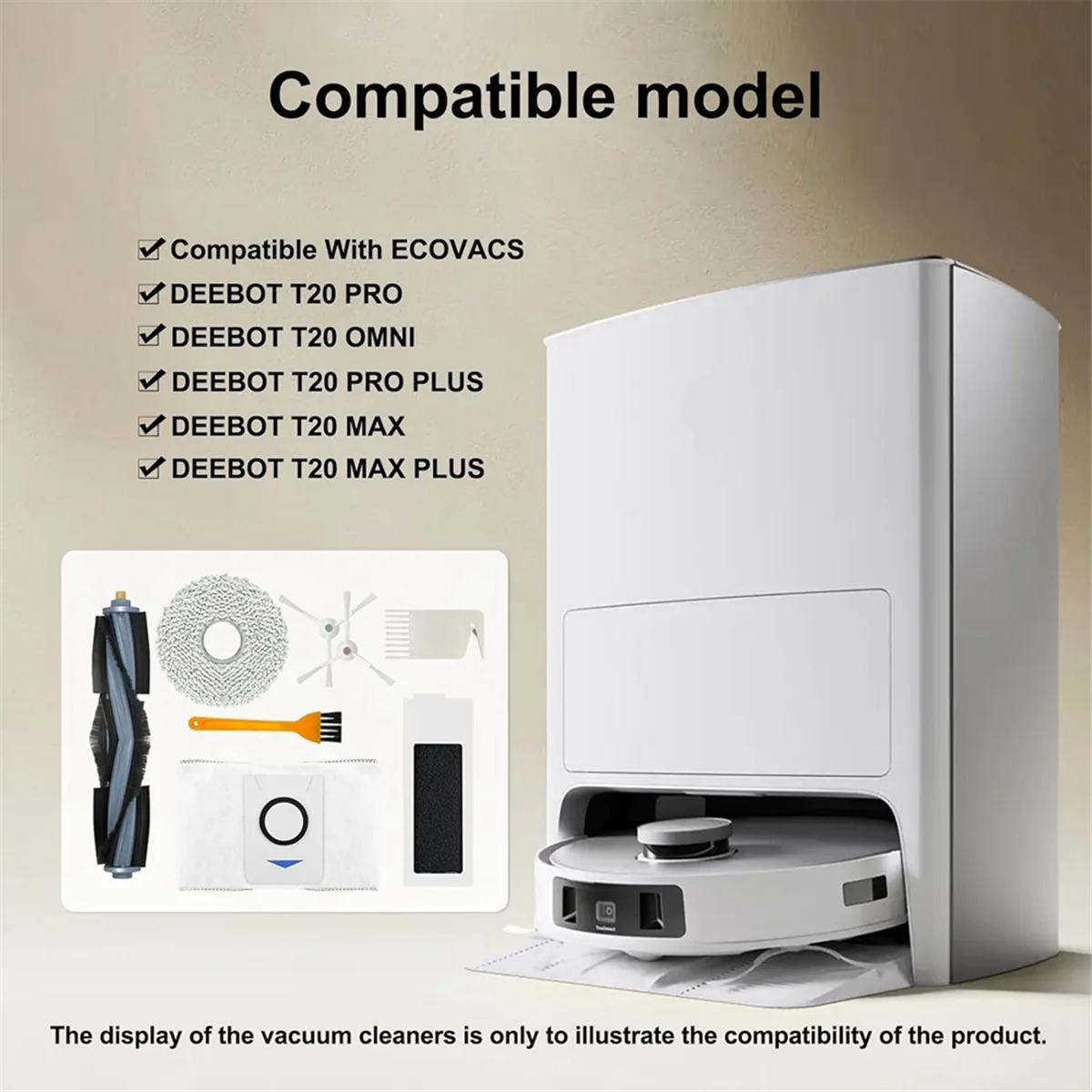 قطع غيار لمكنسة كهربائية Ecovacs Deebot T20 Omni ، فرشاة جانبية رئيسية ، أكياس غبار ، فلاتر هيبا ، ممسحة ، ممسحة