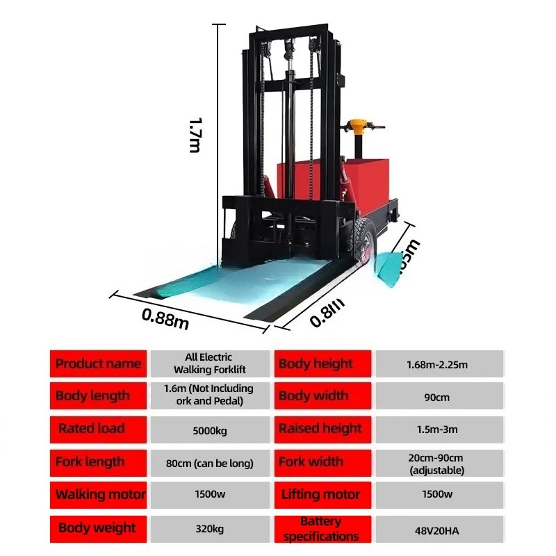 500KG Small Electric Forklift Lithium-Ion Battery Warehouse  Lifting  Unloading CE ISO High Stability Station Drive Easy Operate