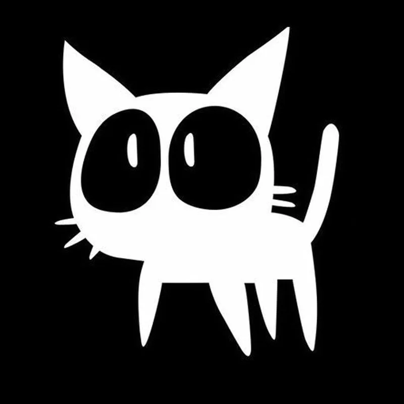 Big Eyes Cat Cartoon Animal Stickers High Quality Car Decals Personalized Pvc Waterproof Decals Black/white, 14cm*12cm