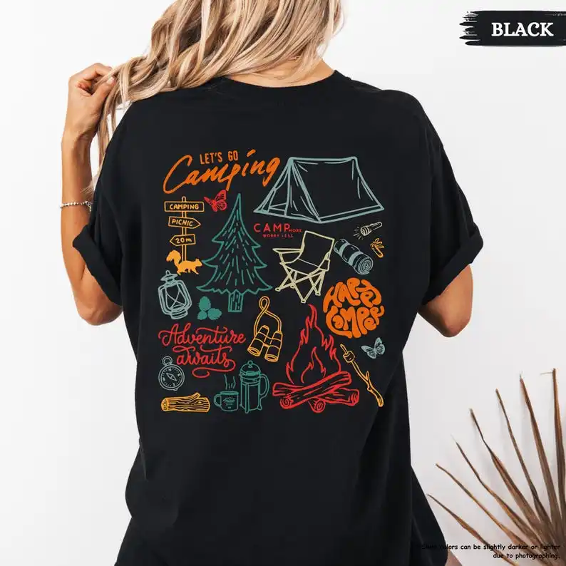 Happy Camper Shirt, Camping Collage Shirt,  Girls Camping Tee,  Outdoorsy, Nature Life T-shirt