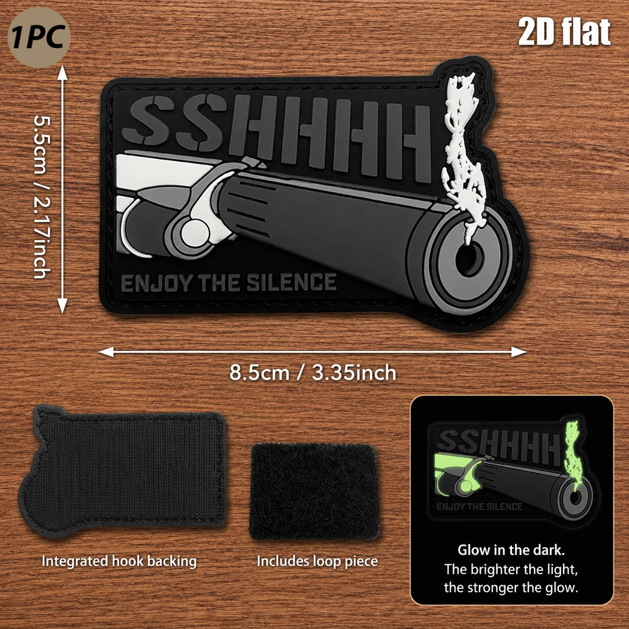 Specifications Available: 1Pc/2Pcs/3Pcs Black and White Contrast Color Sshhh English Slogan Pvc Material Velcro Badge with Layered Embossed Design, Colorfast and Not Easy to Peel Off, Glow-In-The-Dark Effect, High Visibility in Low Light, Suitable for Tactical Backpacks, Outdoor Gear, Trendy Collectibles, Accessories, Handmade Decoration, Velcro Patch with Matching Hook Surface Included