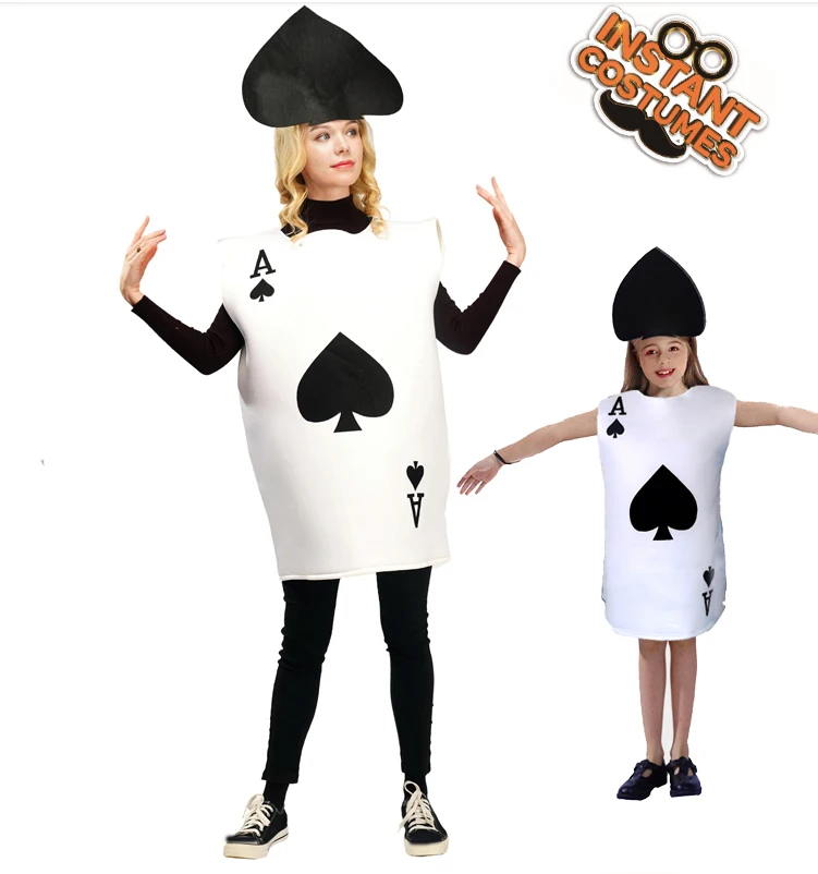 

Playing Card Costume Adult Kids Halloween Fancy Dress Up Clothes Cosplay Children's Party Playing Card Jumpsuit