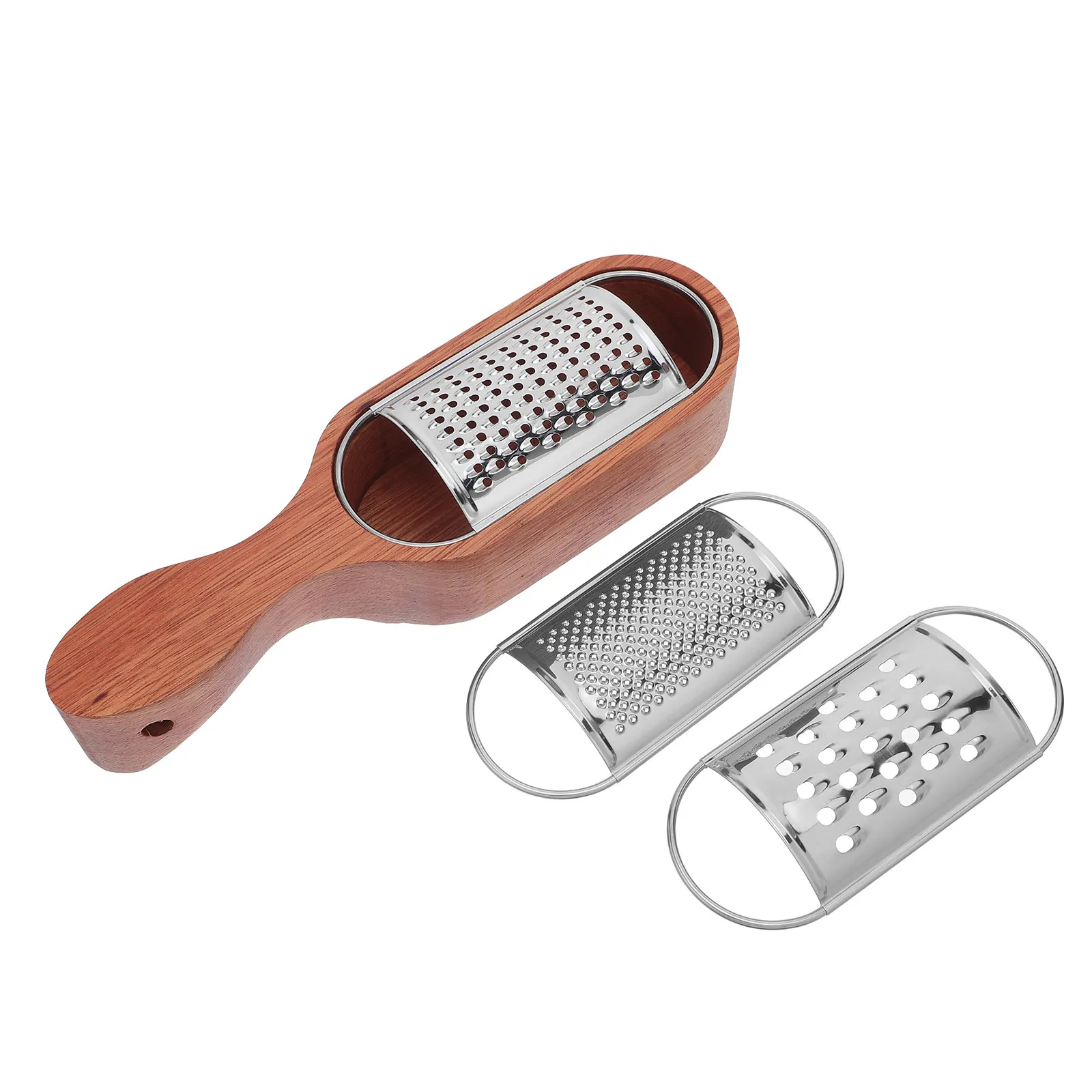 1Set Wooden Hand Held Cheese Grater Box Stainless Steel Container Kitchen Vegetable Carrot Potato Shredder Zester