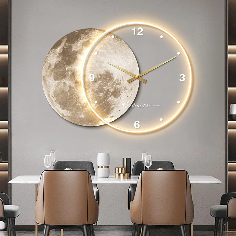 restaurant painting Wall clock high-end led living room creative Wall clock interior Modern reloj pared grande home decoration