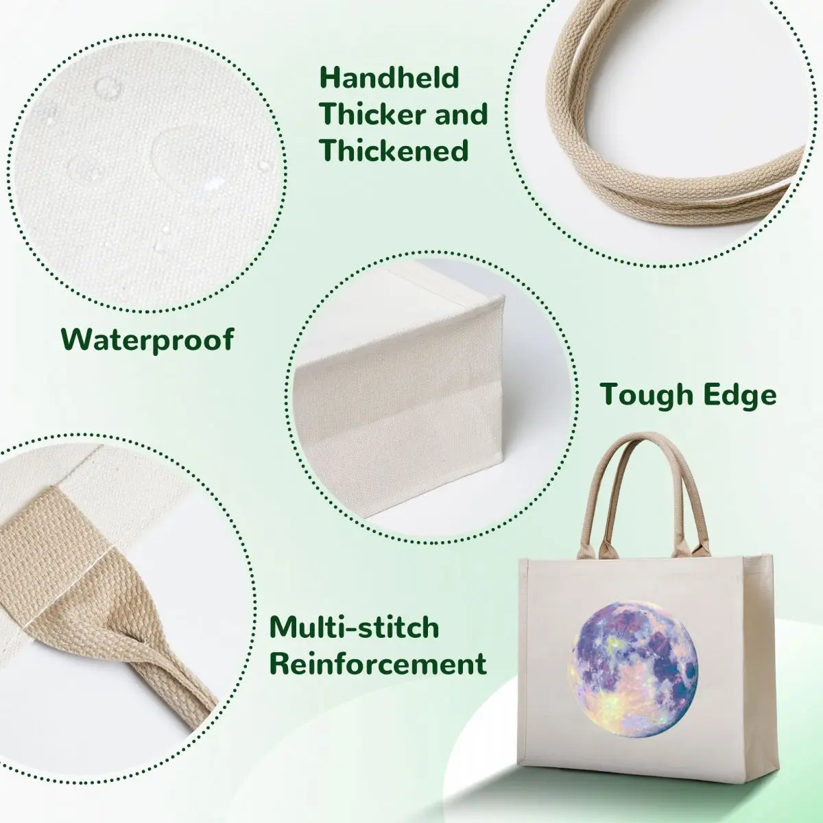 Moon Tote Bag woman shopping bag Cloth bag Woman shopper canvas shopping