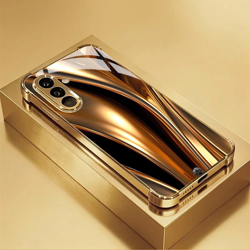 Flowing ripple pattern glass phone case suitable for Samsung Galaxy S26 S25 S24 S23 S22 S21 S20 FE/Ultra/Plus anti drop