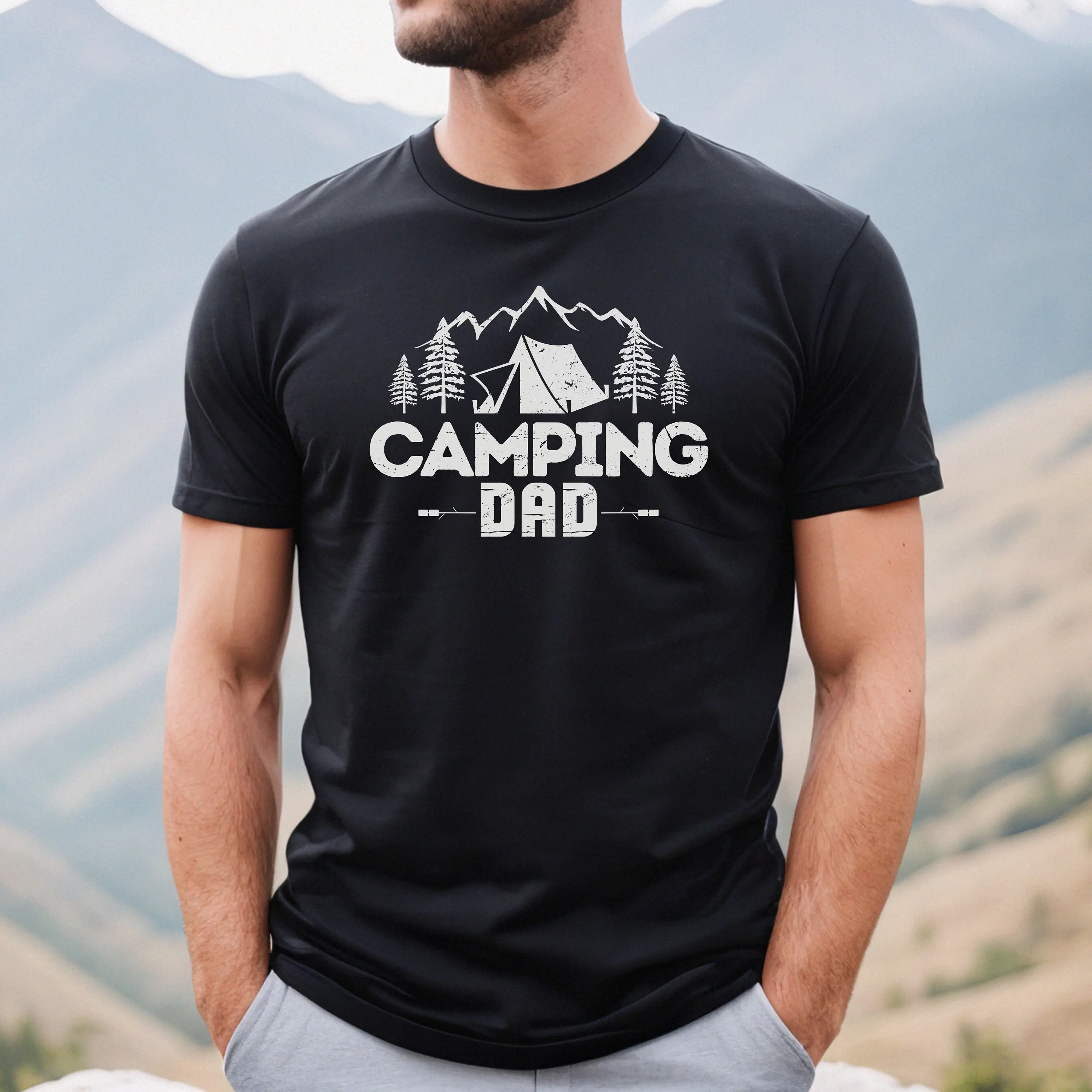 Dad Camping Shirt Camp T Cool Shirts For Fun Gift Mens Tent Tee