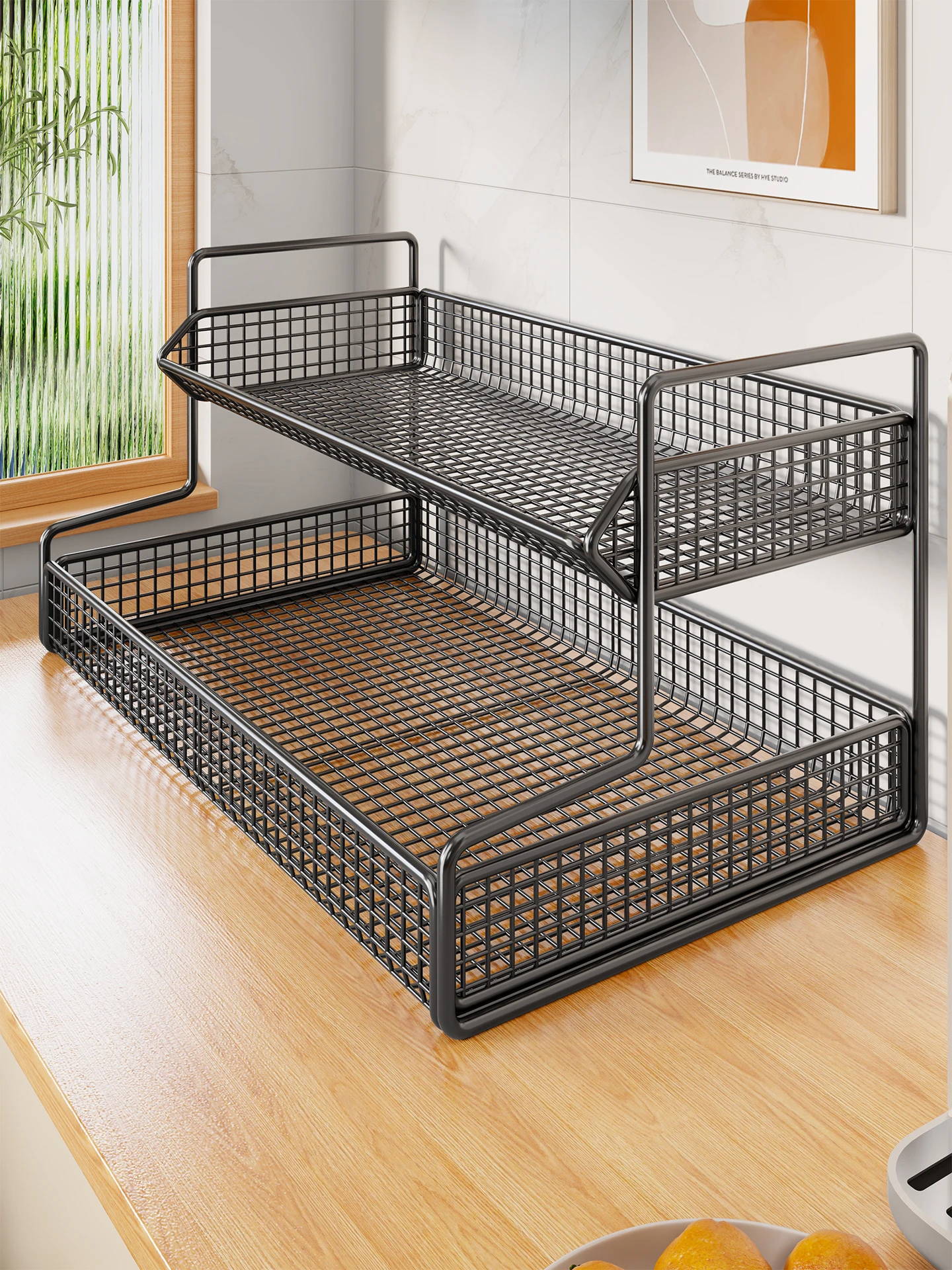 Kitchen Desktop Organizer Rack Snack Multi-layer Storage Box Small Cup Miscellaneous Goods Shelf Metal Painted Surface