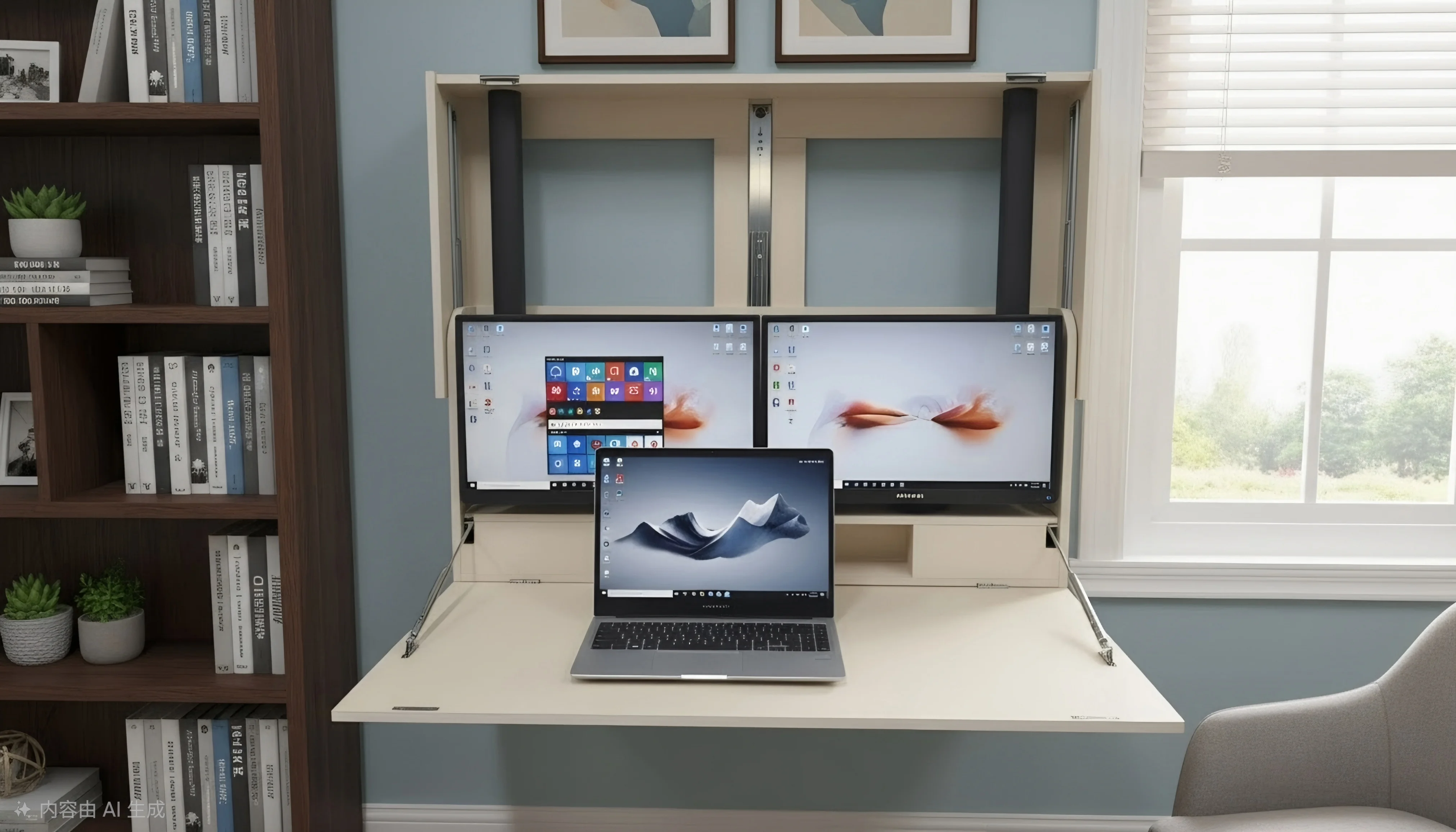 محطة عمل قابلة للطي مزودة بشاش - مراجعة Home Office With Two Desks وسعره
