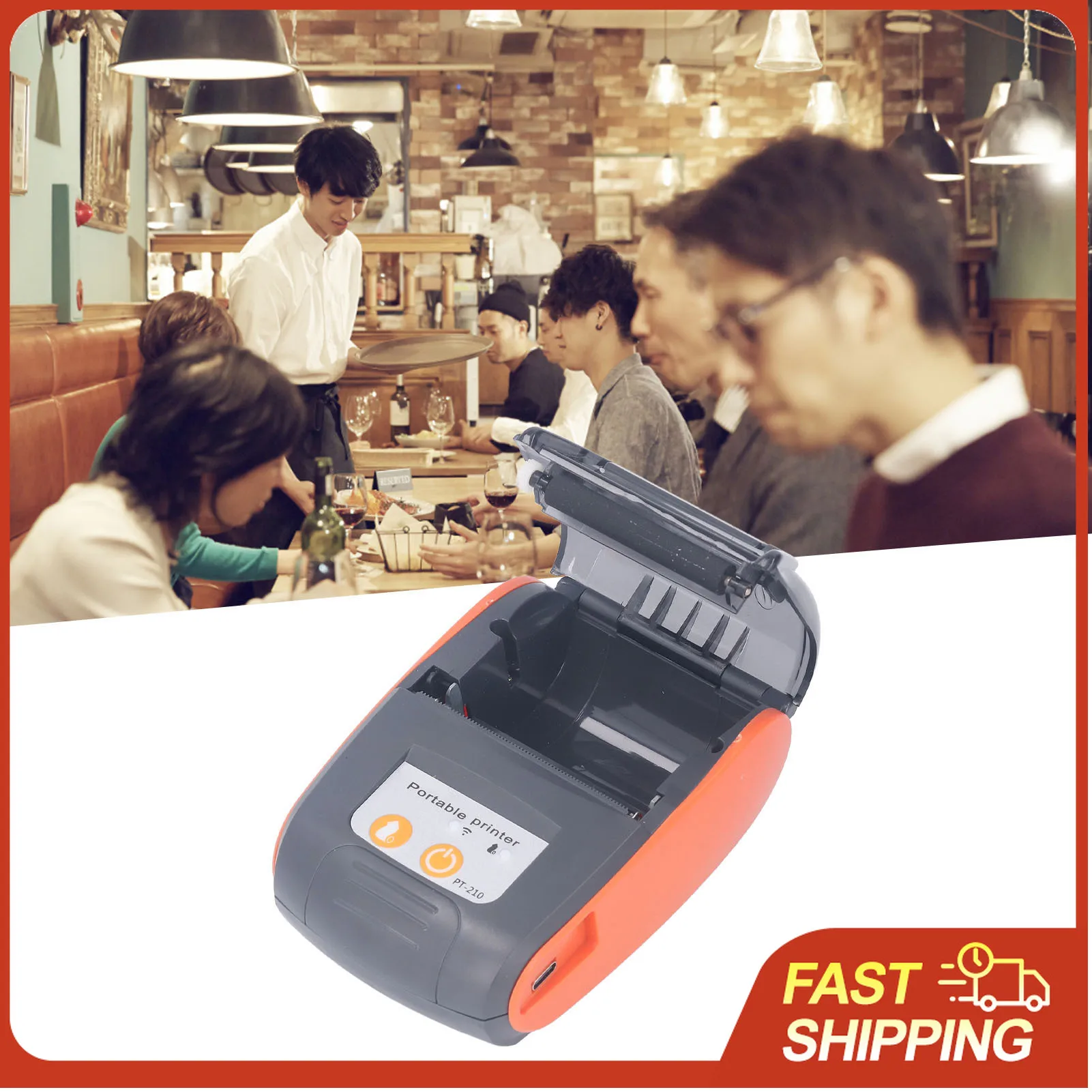 PT 210 Thermal Receipt Printer Bluetooth 4.0 USB 90mm/s 203 DPI Rechargeable Battery for Mobile POS Restaurant Taxi POS System
