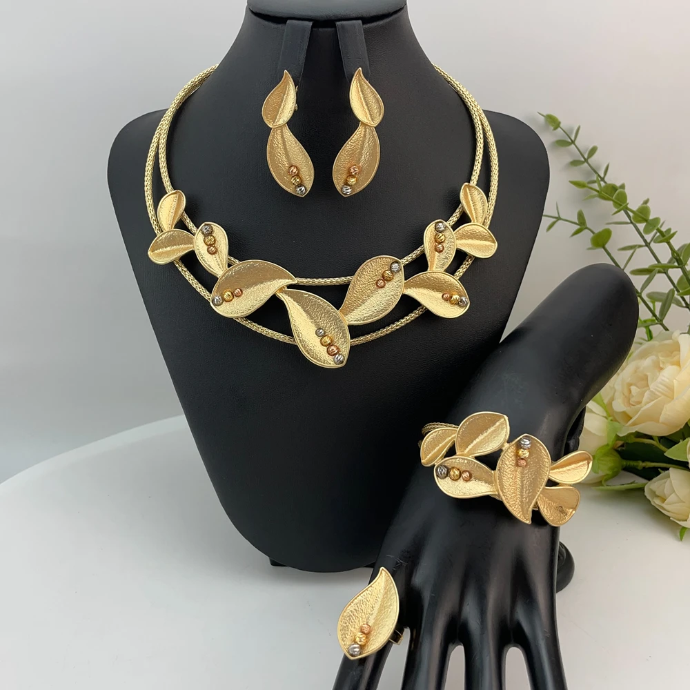 

Бразильский простой стиль, большое смелое ожерелье, роскошное качество, комплект ювелирных изделий для африканской невесты для женщин, подарки на вечеринку FHK23115