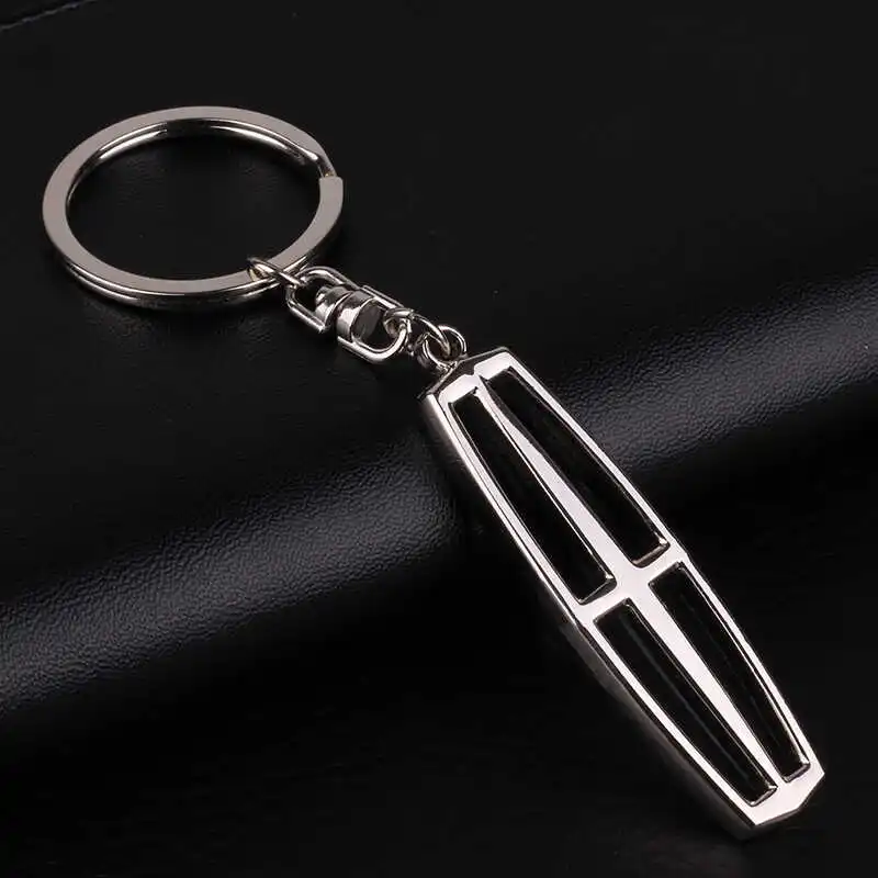 Creative long chain metal car styling key ring Pendant for Lincoln logo keychain unisex 4s shop gift auto accessories