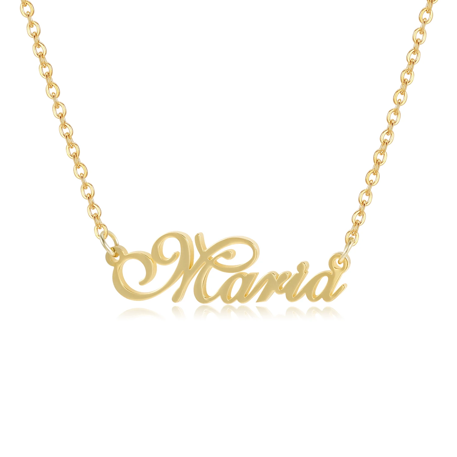 Qitian Custom Name Necklace Personalized Nameplate Name Pendant For Woman Gift Gold Stainless Steel Chain Jewelry