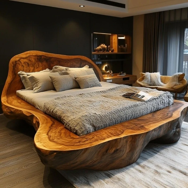 Platform bed master bedroom homestay 1.8m large bed log bed all solid wood