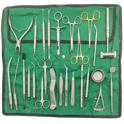 Dental Implant 26 Piece Instrument Kit Bone Biting Forceps Bone Hammer Periosteum Separator Probe Intraoral Scope Surgical Kit