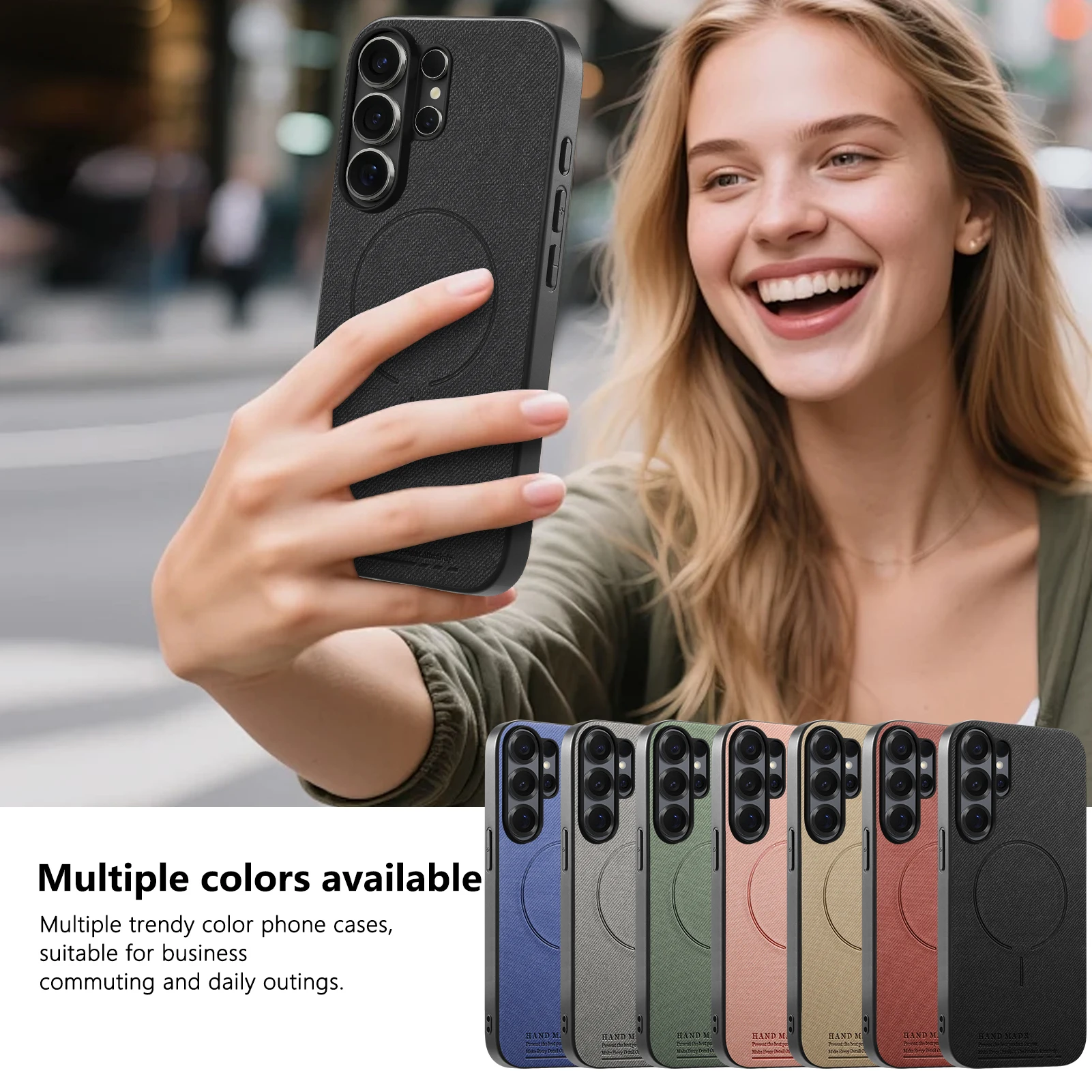 Luxuriöse Kabellose Ladehülle mit Mattleder-Panel für Samsung Galaxy S26 Ultra S25 Edge S24 FE S23 Plus Weicher Rahmenschutz – Detail 4