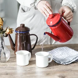 Caffettiera smaltata creativa in stile giapponese teiera portatile bollitore per ufficio Barista brocca per acqua al latte brocca per fornello a induzione a Gas