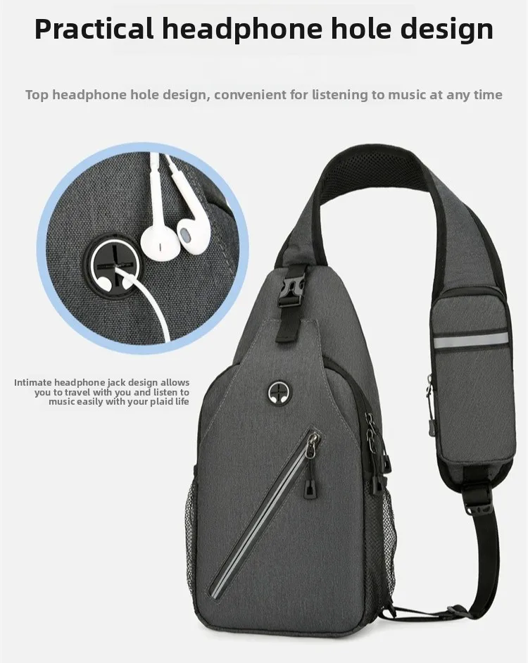 New Men's Chest Bag, Fashionable and Multi-functional Single-shoulder Bag, Water-resistant and Large-capacity Crossbody Bag