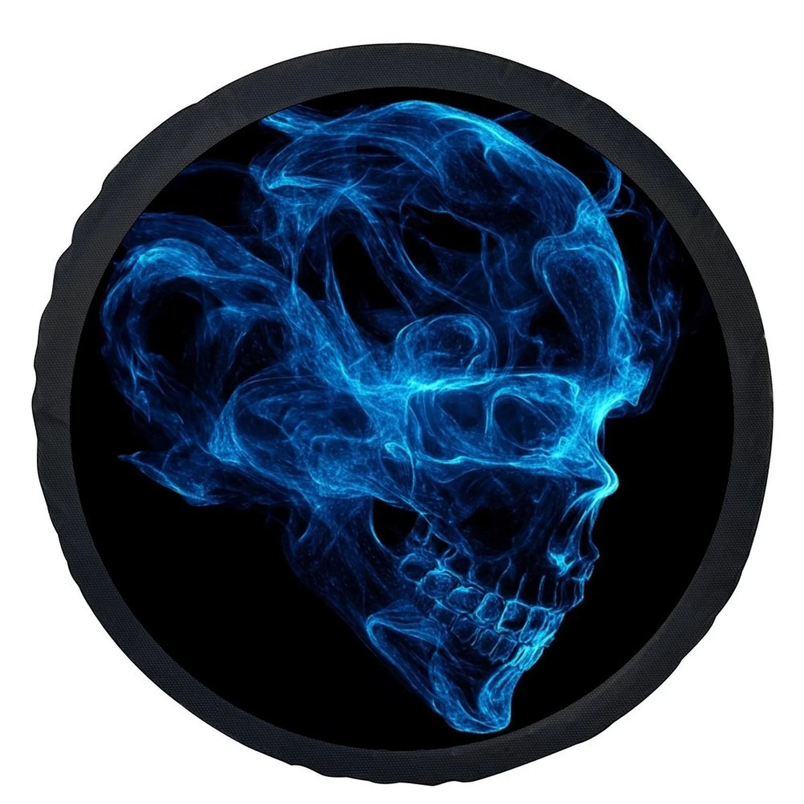 1pc A Blue Smoke Skull Patterned Tire Cover, Stylish And Universal, Designed Wheels, Compatible With Most Vehicles