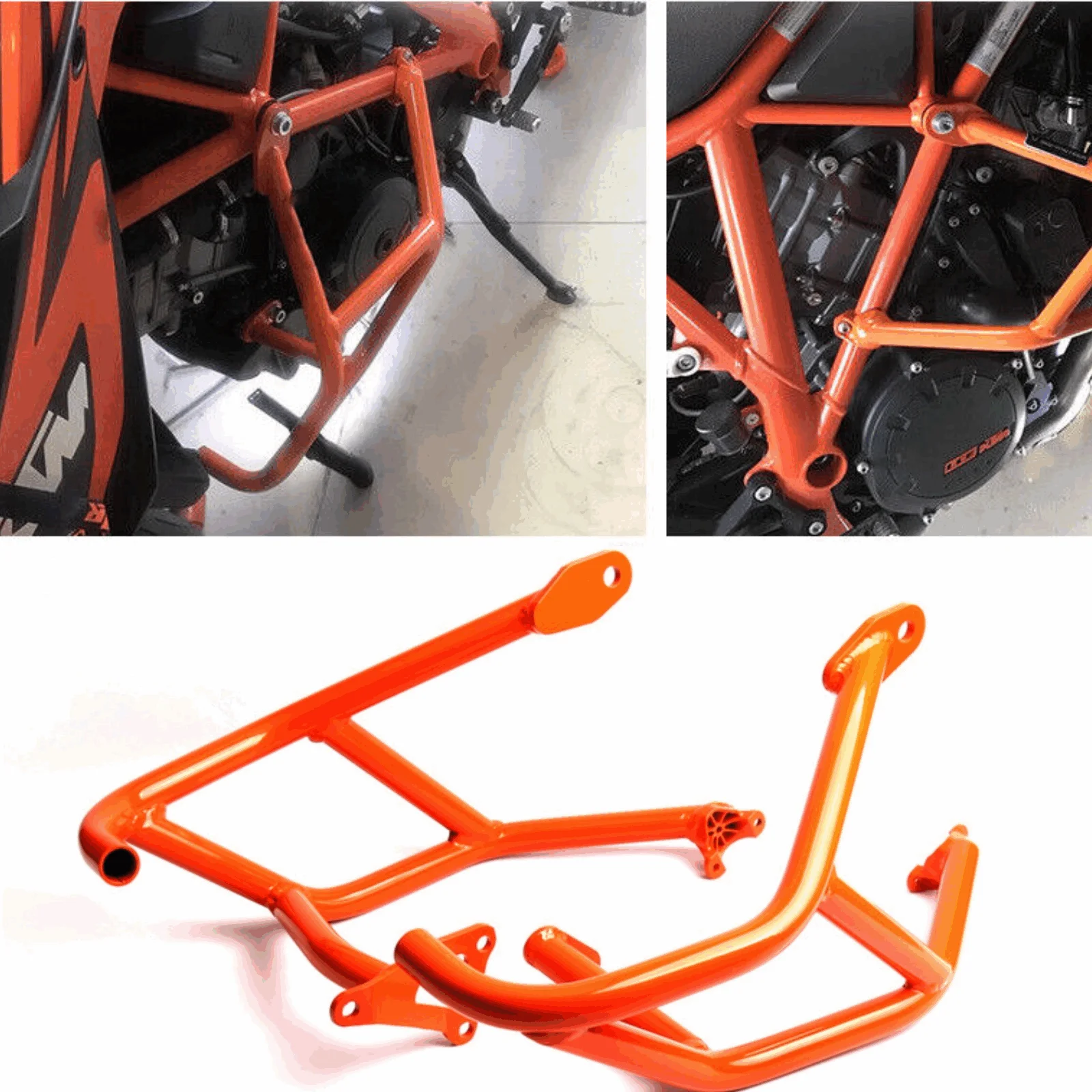 For KTM 1290 Super Duke R GT Orange Side Crash Bar Hoop Frame Bumper Guard 2014-2018 Orange Motorcycle