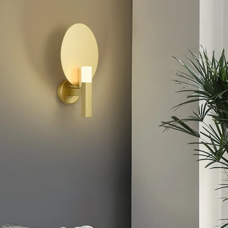 

SANDYHA Modern Minimalist Iron Art Wall Lamp Living Room Decoration Bedroom Bedside LED Light Acrylic Lampshade Lighting Fixture