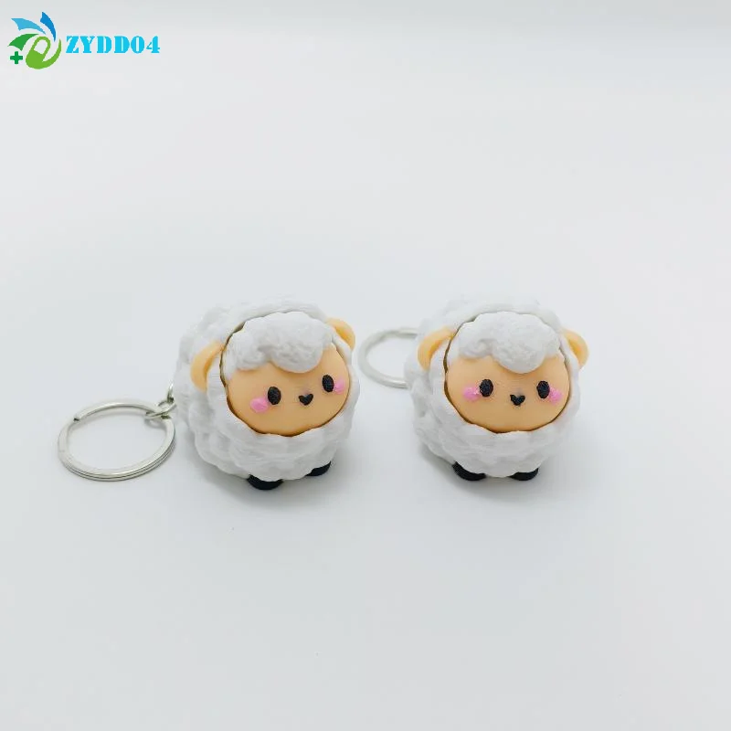 ●1Pcs Cute 3D Printed Animal Fidget Clicker Keychain Perfect For Stress Relief Bag Pendant Little Lamb Keychain Gift