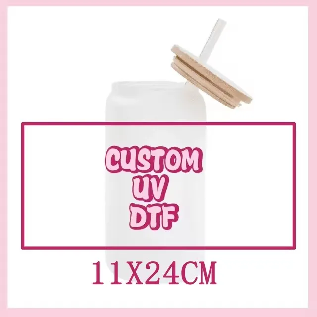 

Customize your design 16OZ UV DTF Cup Wraps Transfer Sticker For Glass Libbey Can Bottle Send your design to us Custom