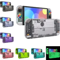 eXtremeRate Juego completo de carcasa de repuesto para Nintendo Switch OLED, placa trasera y soporte, carcasa Joycon con botones coloridos