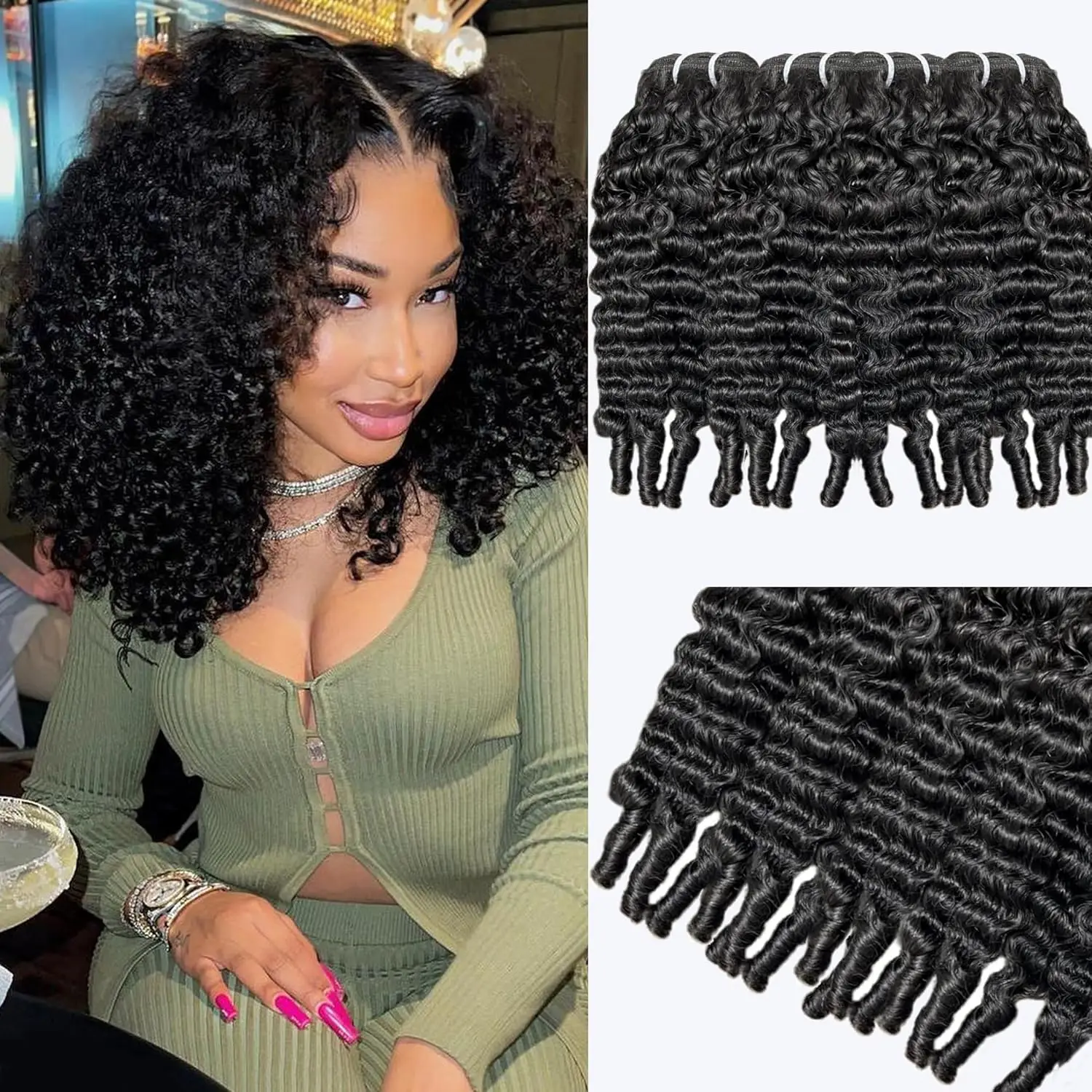 

Burmese Curly Hair Bundles Remy Human Hair Double Weft Thick Ends No Shedding No Tangle Natural Black Extensions For All Skin
