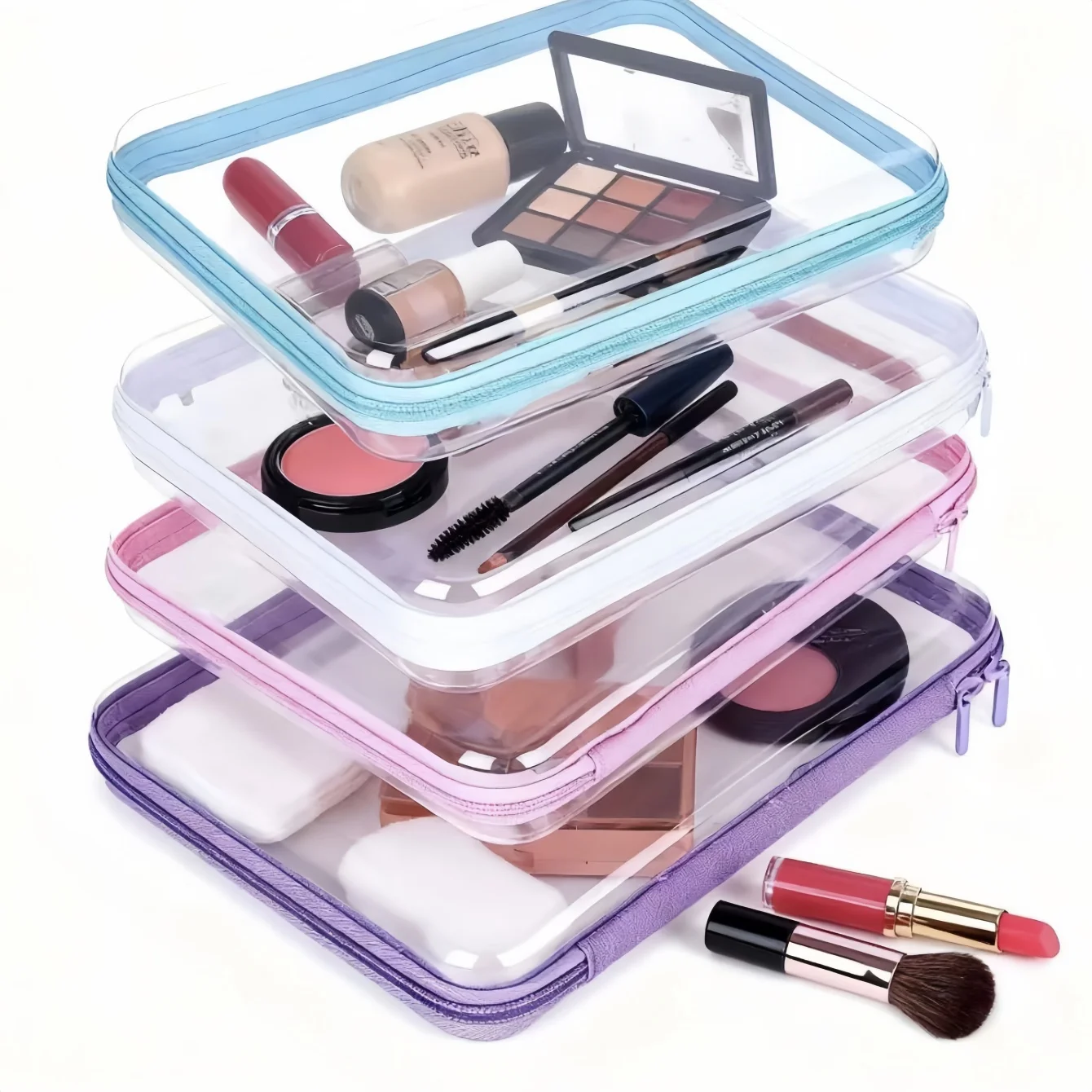 Clear Hard Shell Zipper Case, Clear Zipper Pouches Waterproof Makeup Organizer & Travel Toiletry Bag, Diaper Bag Organizing