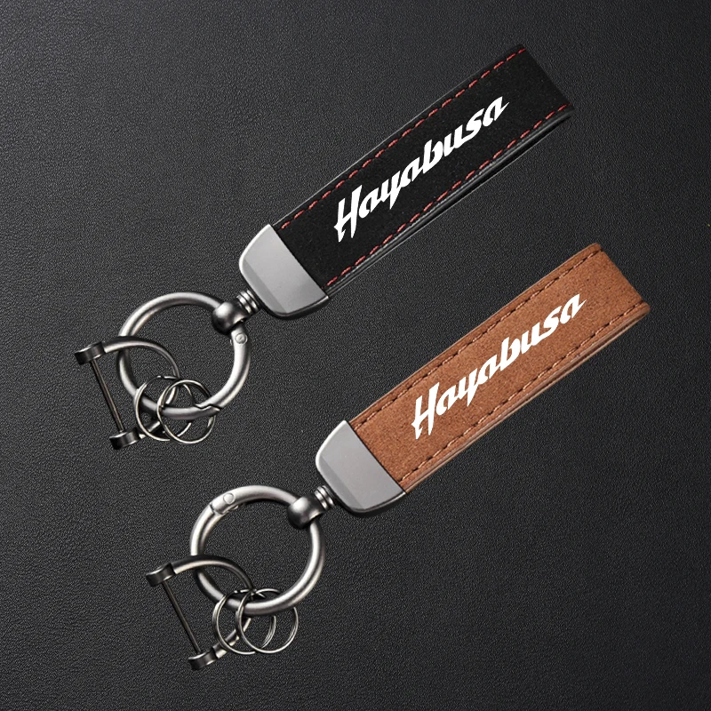 

High-Grade Leather Suede Keychain Motorcycle Keyring For HAYABUSA GSX1300R GSX 1300R GSXR 1300 Hayabusa 2008-2025 Accessories