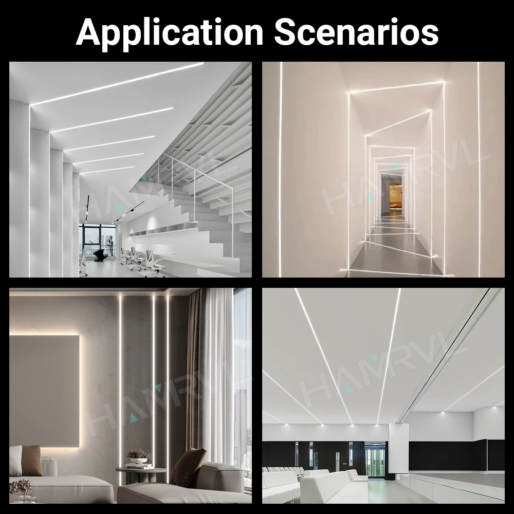 Drywall LED Aluminum 50cm/1M Plaster-in trimless recessed Channel System lights bar Strip 20/12mm Lamp slot Home Decor Embedded