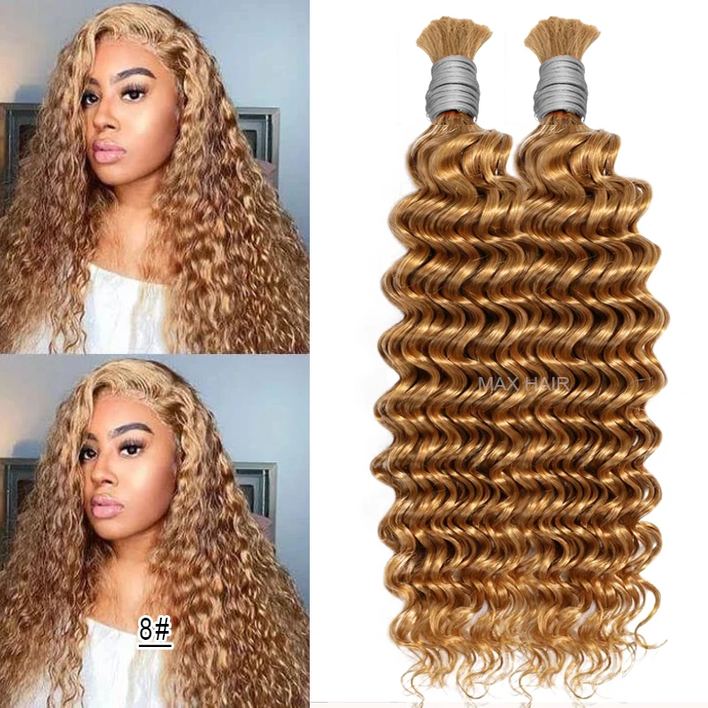 Shinehair 100% Bulk Hair Bundle Real Human Hair Deep Wave Curly 613 Blonde Unprocessed Human Virgin Hair highlighted 4/27